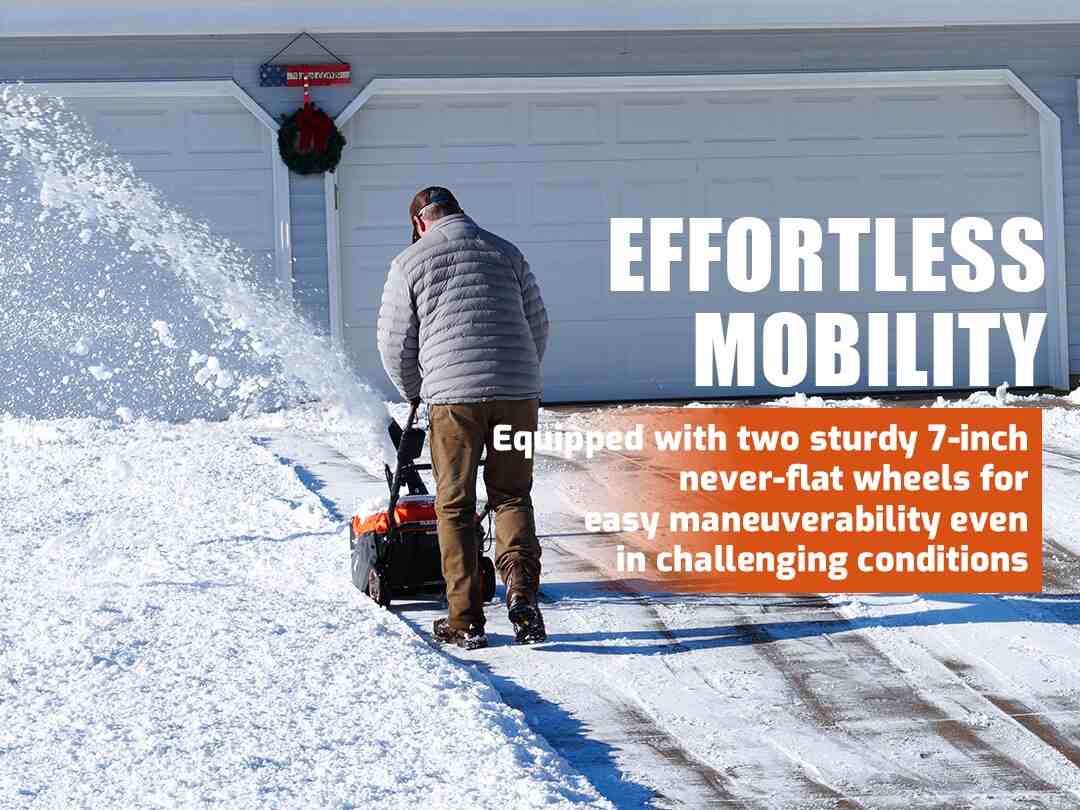 Remove the snow with a snow blower