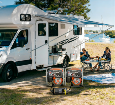 4000W inverter generator powering at a campsite or in an RV