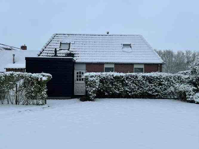A courtyard covered with snow