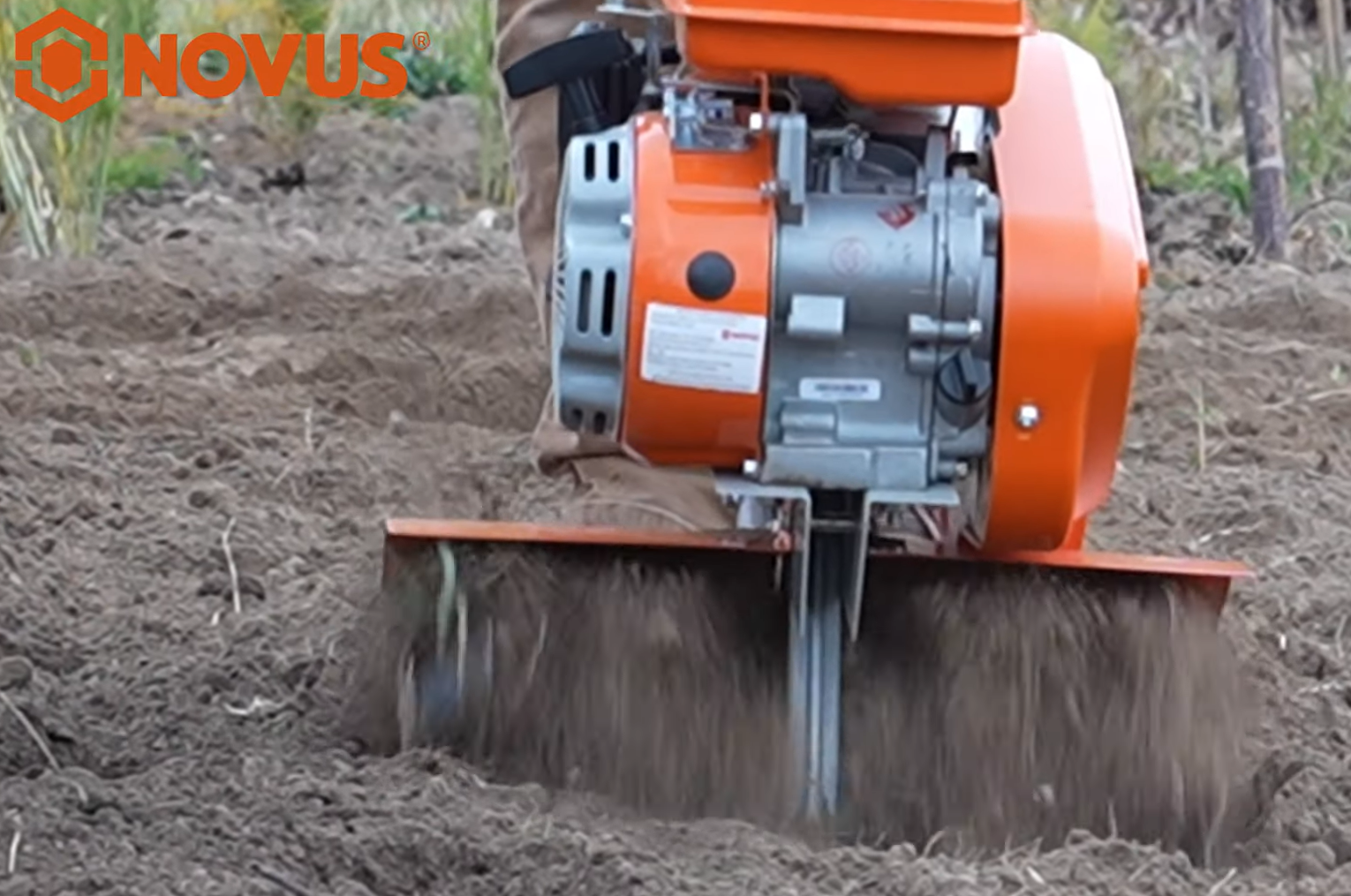 Novus tiller breaks up the soil and levels the land