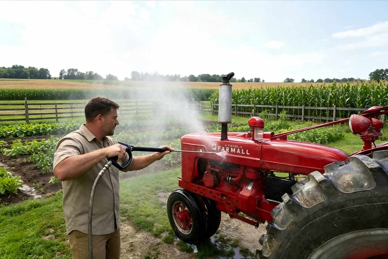 Removing Mud and Grease From Work Equipment