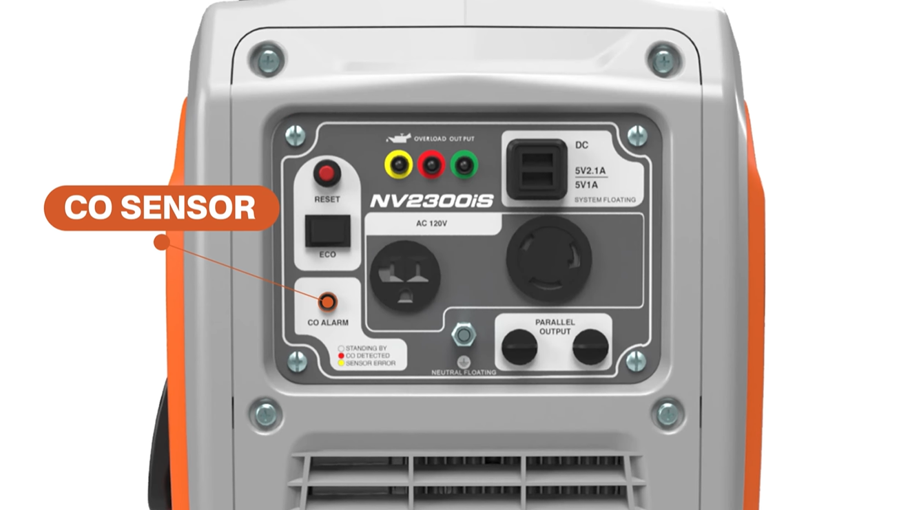 Inverter generator with carbon monoxide sensor wire