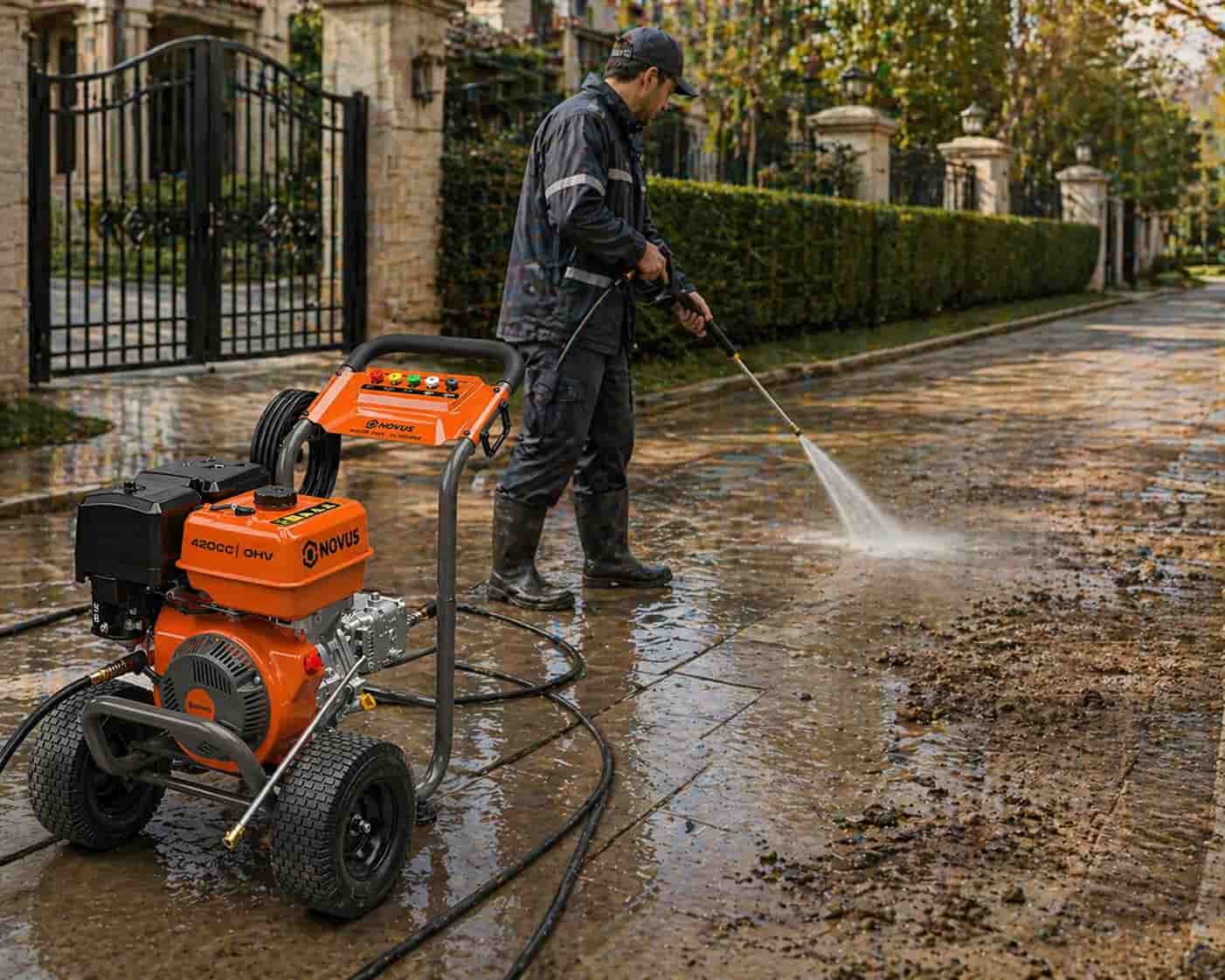 4000+ PSI Gas Pressure Washer cleans lanes