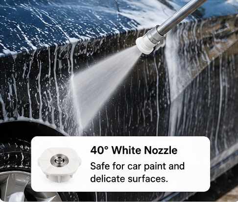 what pressure washer nozzle is safe for car