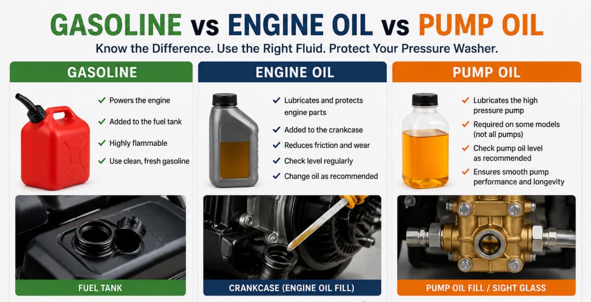 Gasoline vs Engine Oil vs Pump Oil