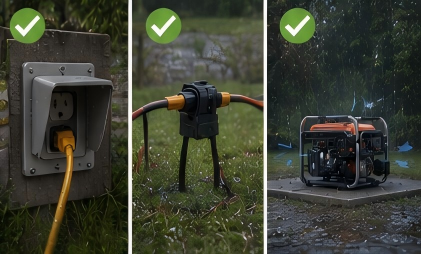 Keep Extension Cords and Connections Dry