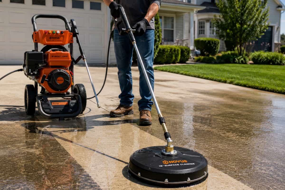 Novus Gas pressure washer with a surface cleaner