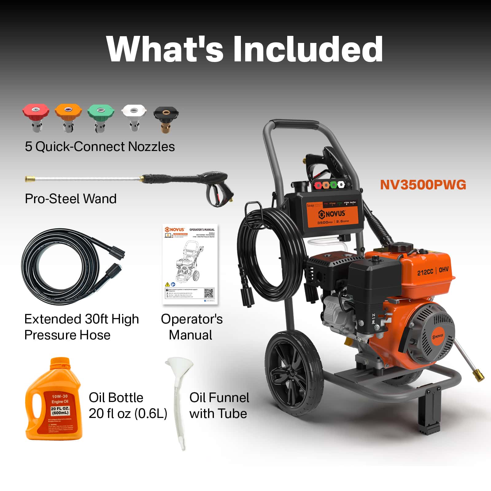 Gas Pressure Washer NV3500PW Complete Package & Warranty