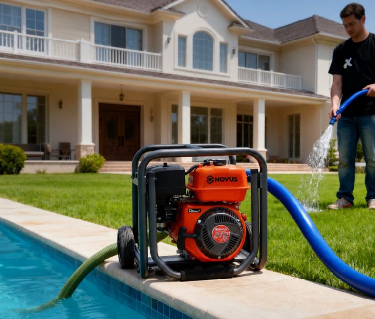 Use a Semi-Trash Pump at home to drain your swimming pool